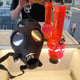 Ensemble masque à gaz et pipe en acrylique rose fluo